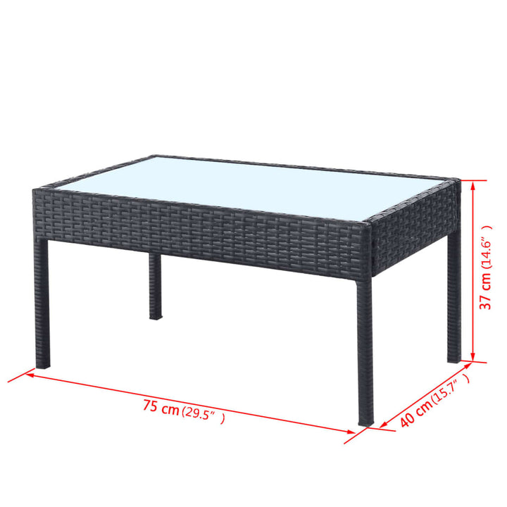 Set Mobilier De Grădină Cu Perne, 4 Piese, Negru, Poliratan