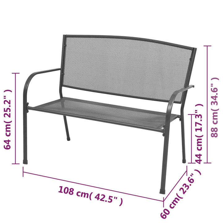 Bancă De Grădină, Antracit, 108 Cm, Oțel Și Plasă