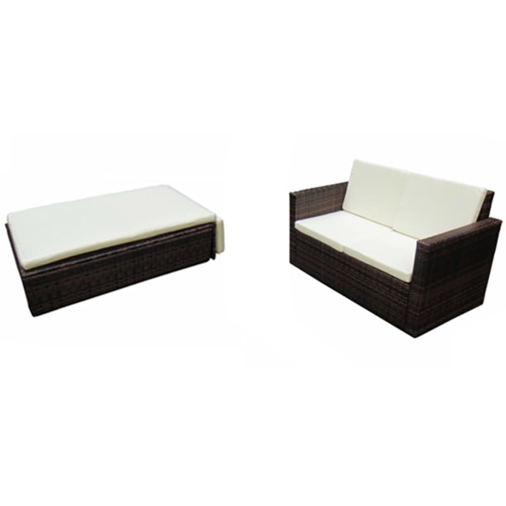 Set Mobilier De Grădină Cu Perne, 2 Piese, , Poliratan