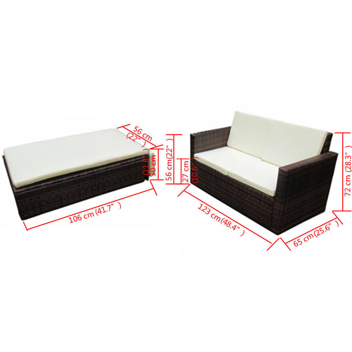Set Mobilier De Grădină Cu Perne, 2 Piese, , Poliratan