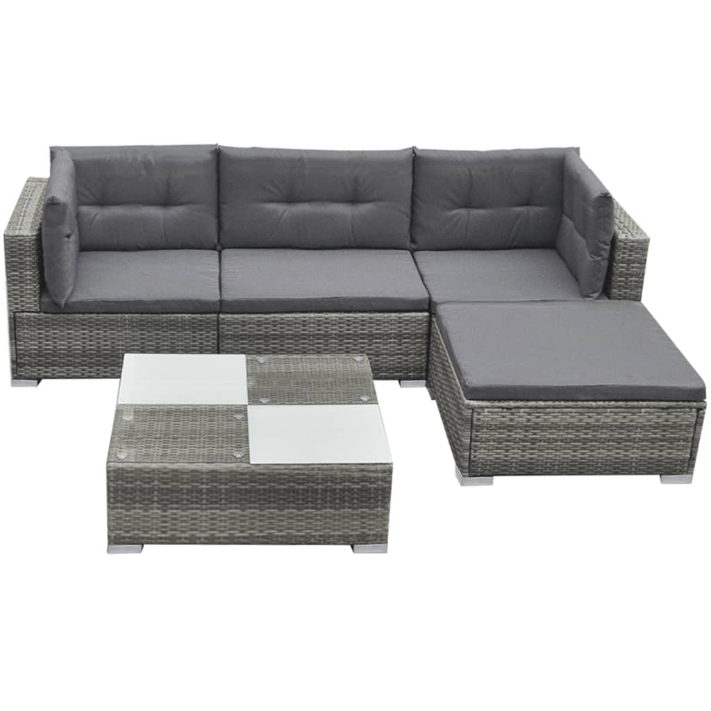Set Mobilier De Grădină Cu Perne, 5 Piese, , Poliratan