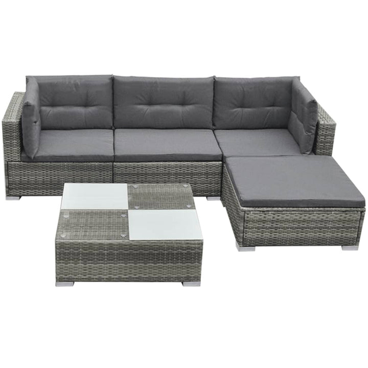 Set Mobilier De Grădină Cu Perne, 5 Piese, , Poliratan