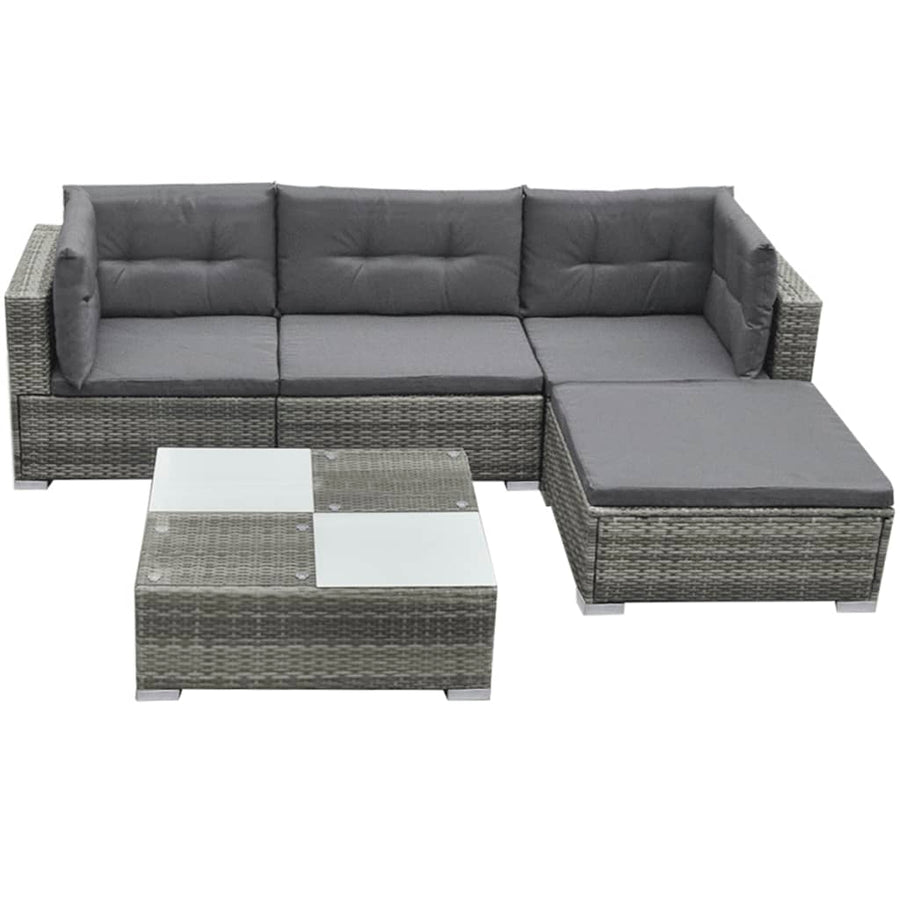 Set Mobilier De Grădină Cu Perne, 5 Piese, , Poliratan