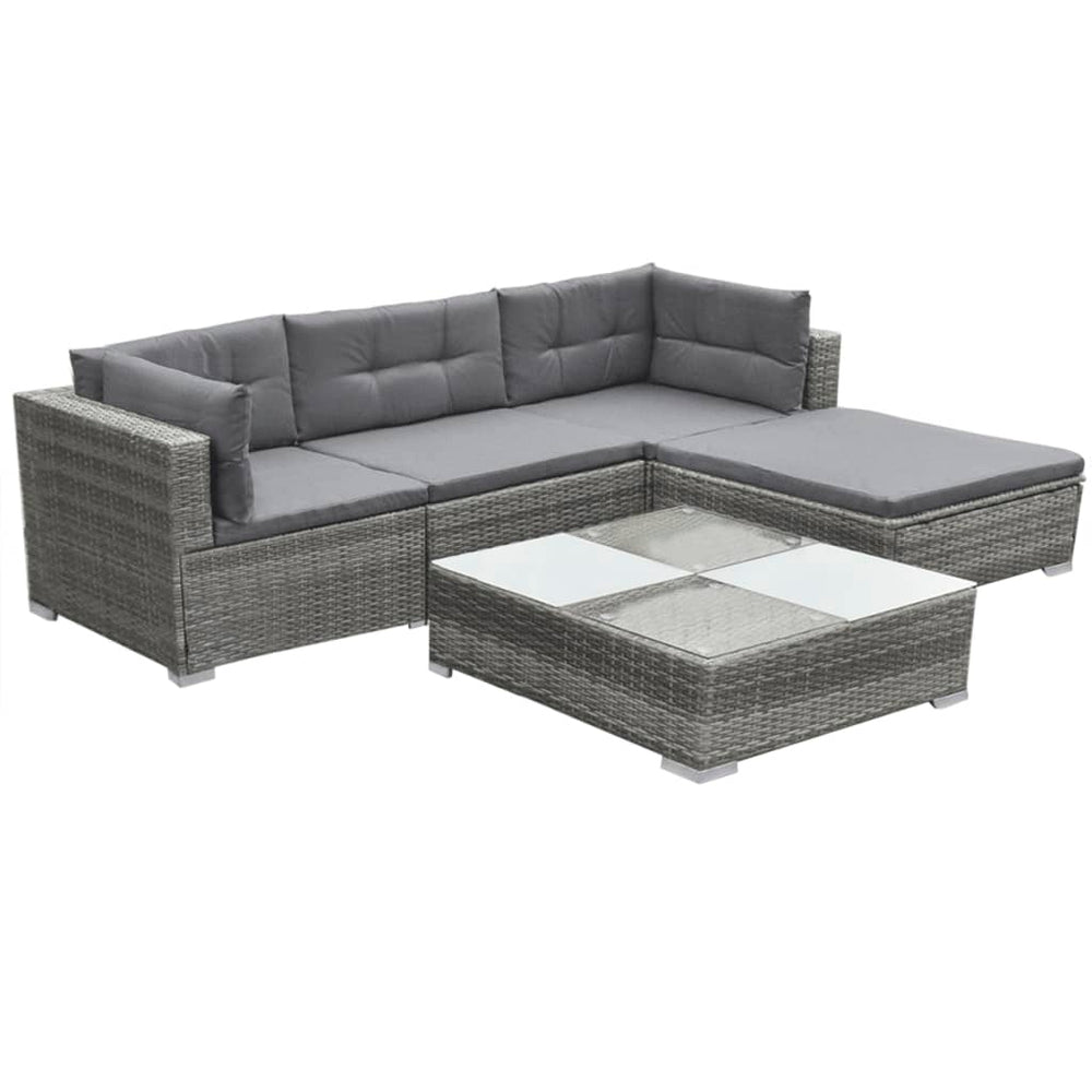 Set Mobilier De Grădină Cu Perne, 5 Piese, , Poliratan