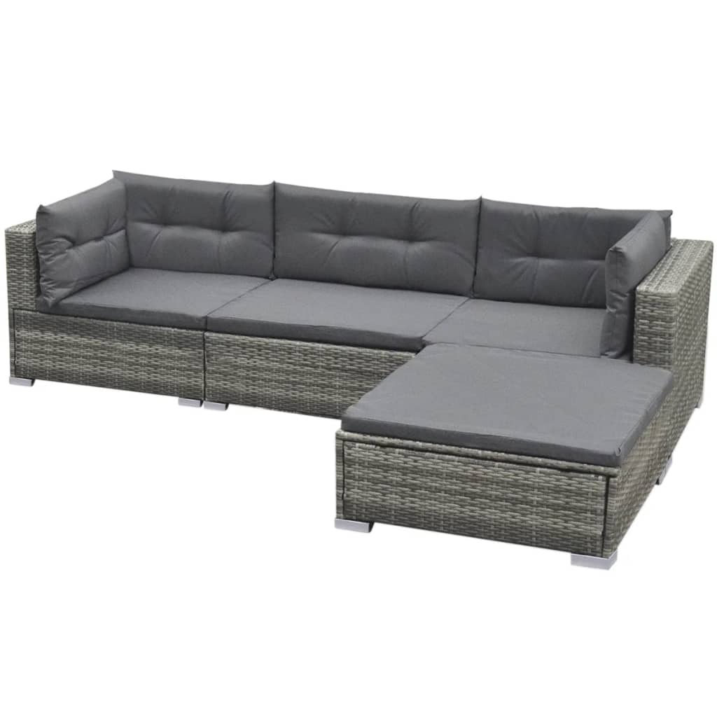 Set Mobilier De Grădină Cu Perne, 5 Piese, , Poliratan