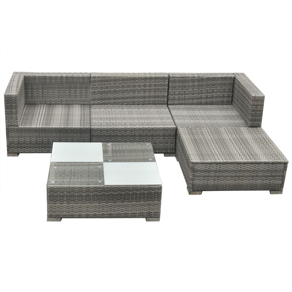 Set Mobilier De Grădină Cu Perne, 5 Piese, , Poliratan