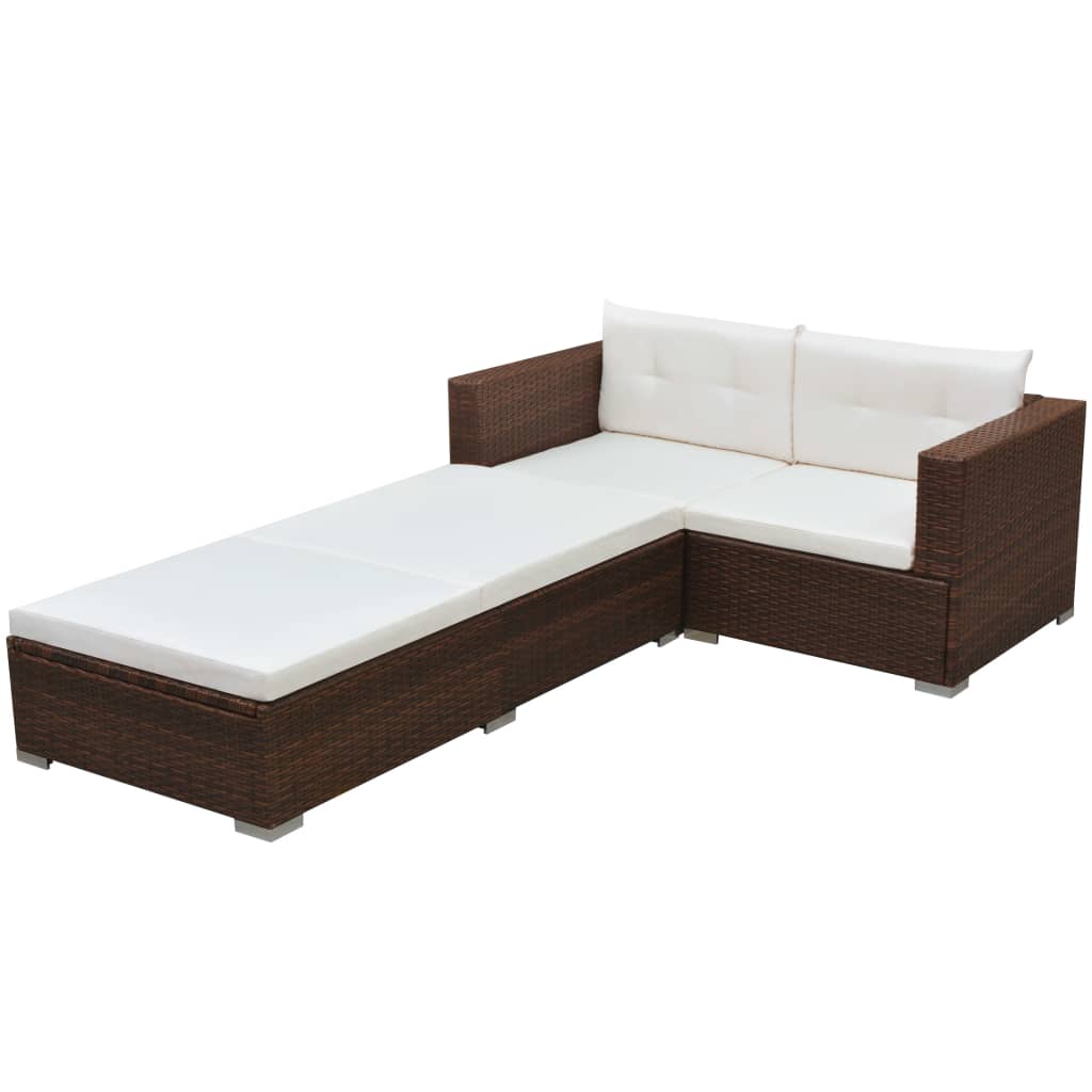 Set Mobilier De Grădină Cu Perne, 3 Piese, , Poliratan
