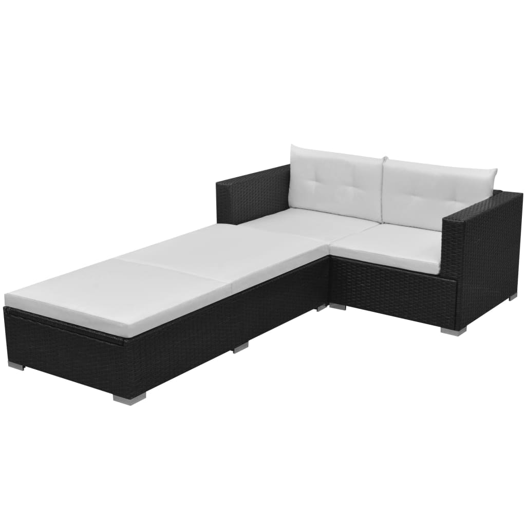 Set Mobilier De Grădină Cu Perne, 3 Piese, , Poliratan