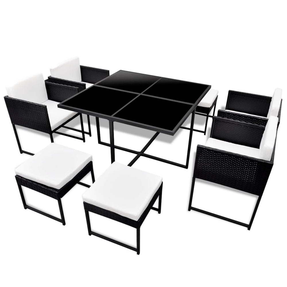 Set Mobilier De Exterior Cu Perne, 9 Piese, , Poliratan