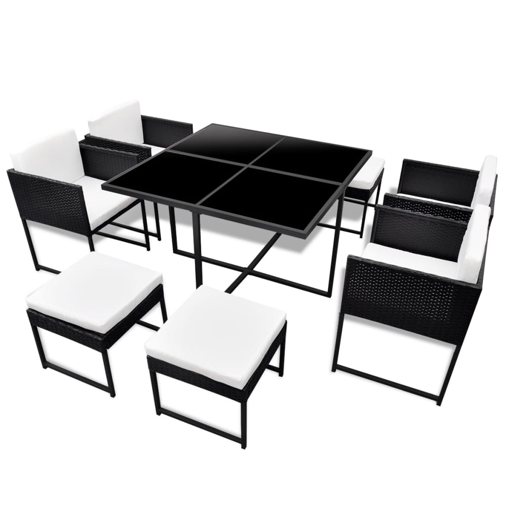 Set Mobilier De Exterior Cu Perne, 9 Piese, , Poliratan