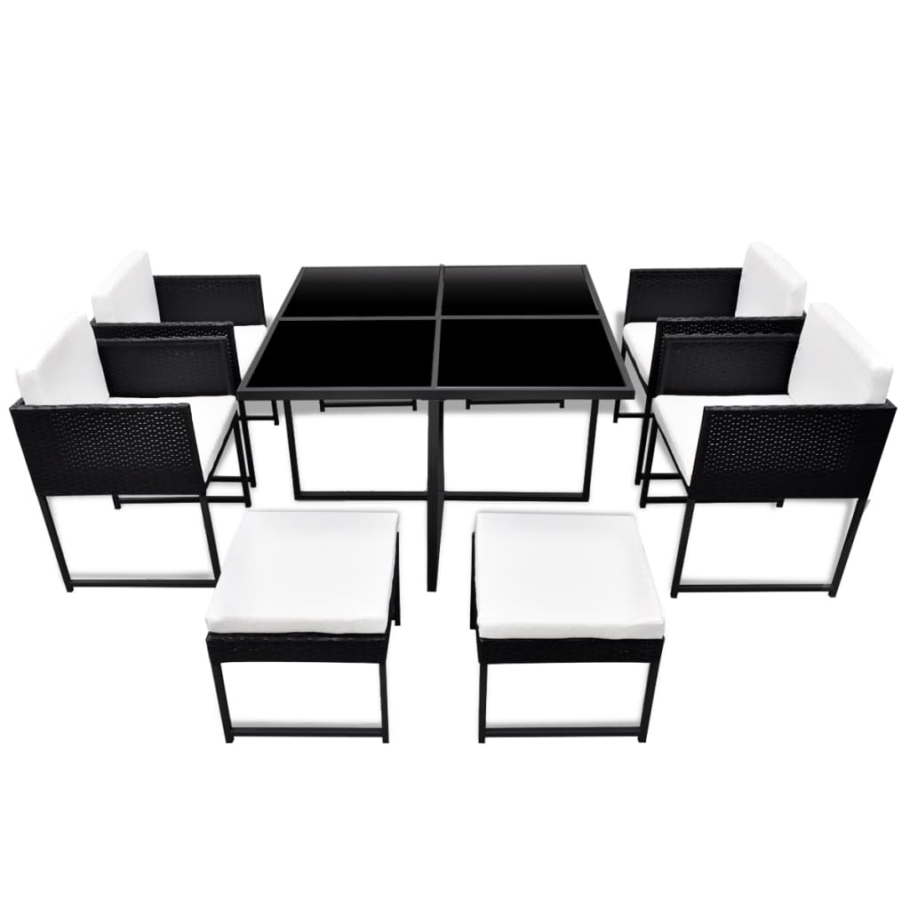 Set Mobilier De Exterior Cu Perne, 9 Piese, , Poliratan