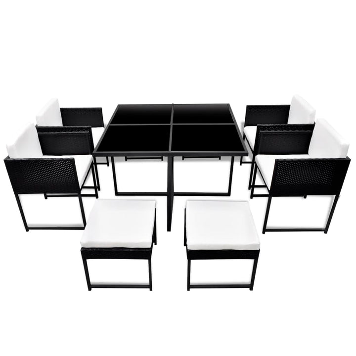 Set Mobilier De Exterior Cu Perne, 9 Piese, , Poliratan