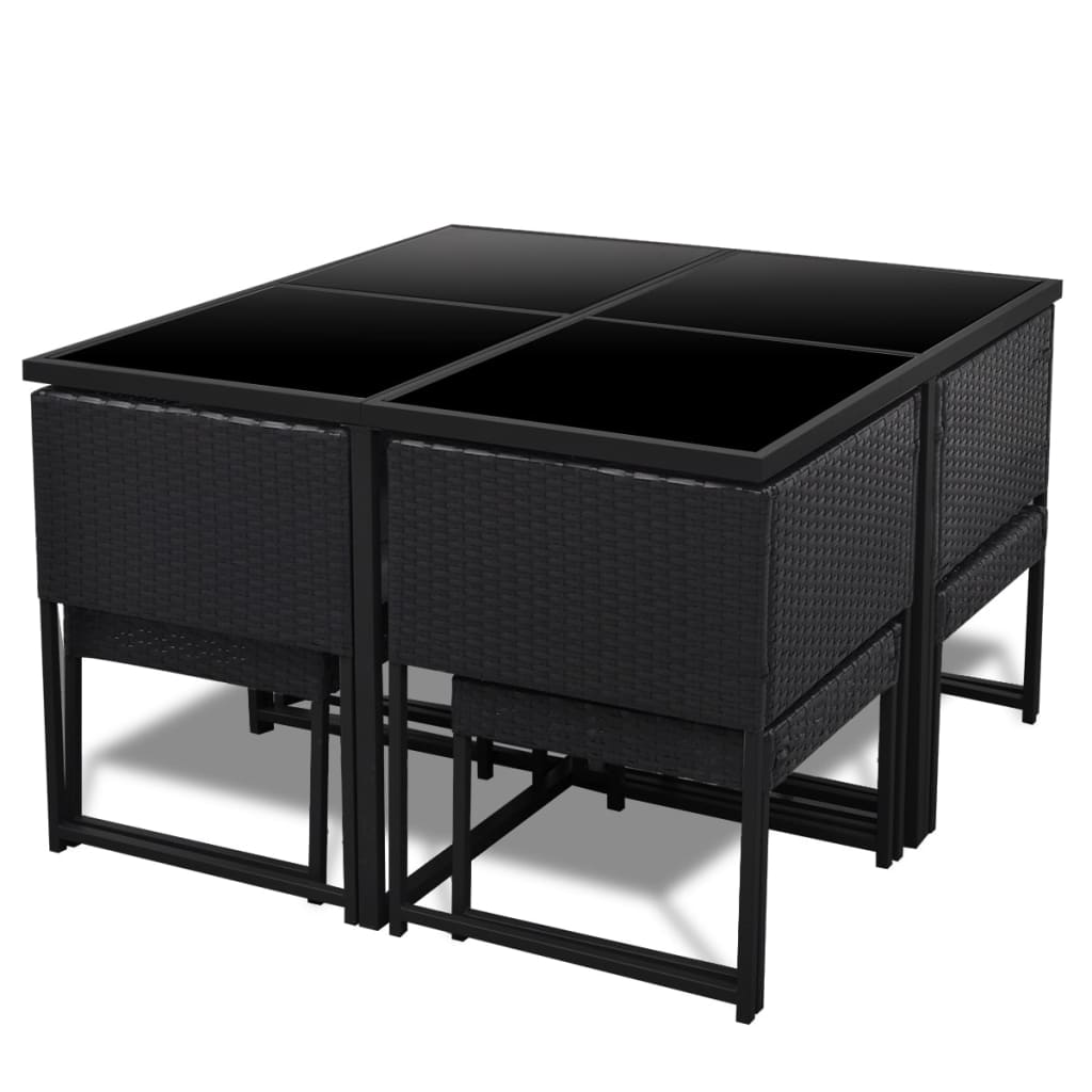 Set Mobilier De Exterior Cu Perne, 9 Piese, , Poliratan