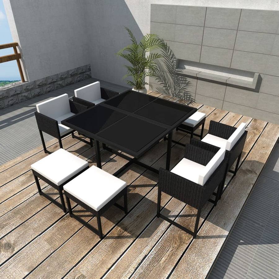 Set Mobilier De Exterior Cu Perne, 9 Piese, , Poliratan