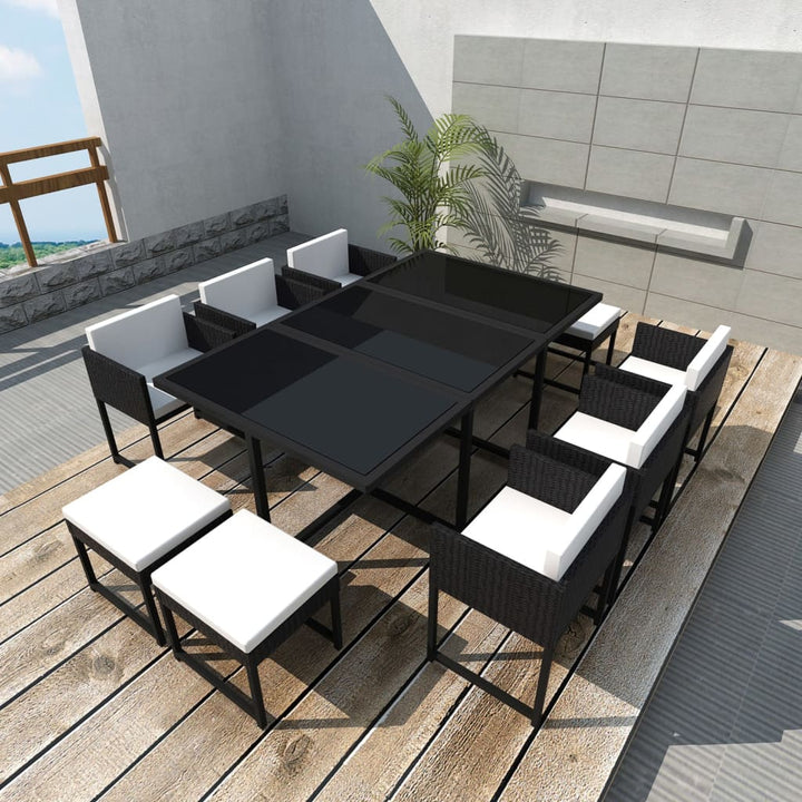 Set Mobilier De Exterior Cu Perne, 9 Piese, , Poliratan