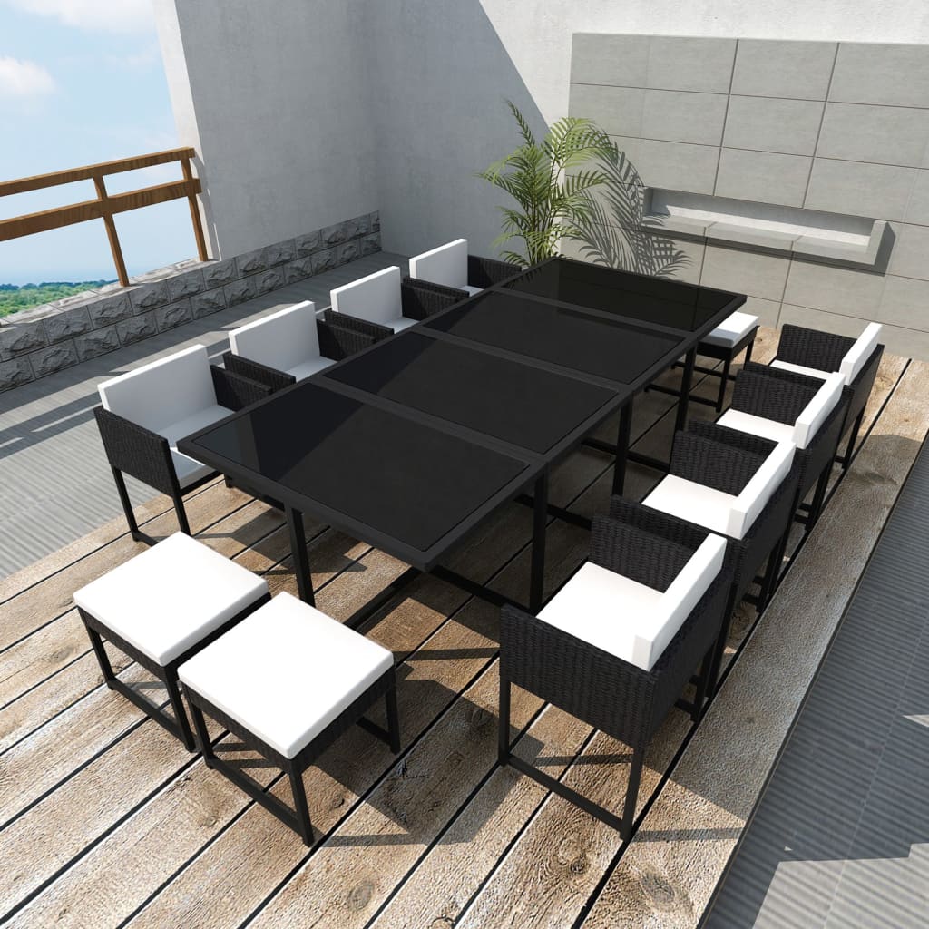 Set Mobilier De Exterior Cu Perne, 9 Piese, , Poliratan