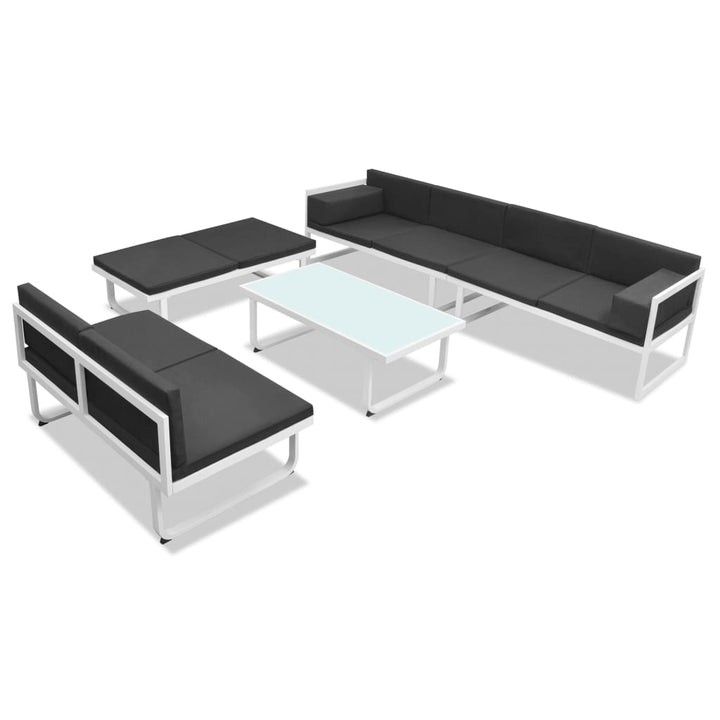 Set Mobilier Grădină, 5 Piese, Negru, Textilenă Și Aluminiu