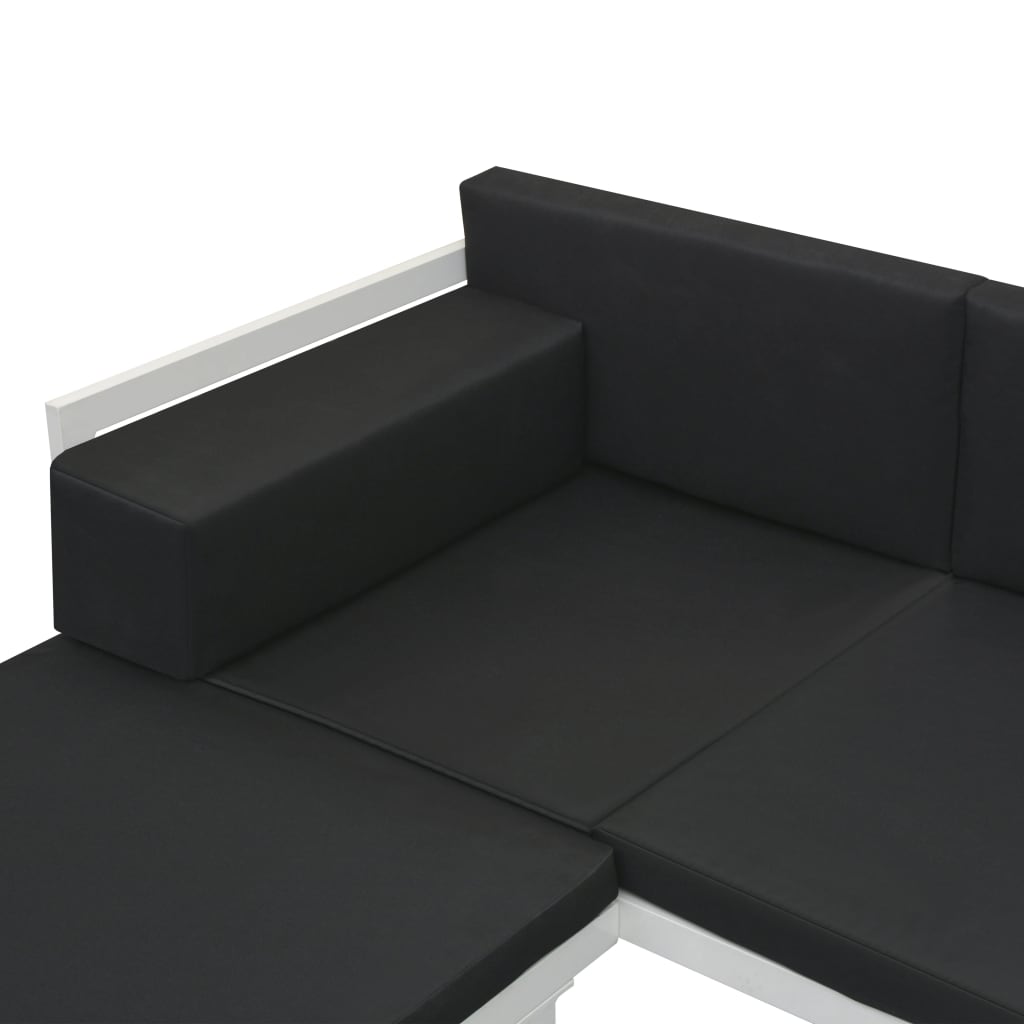 Set Mobilier Grădină, 5 Piese, Negru, Textilenă Și Aluminiu