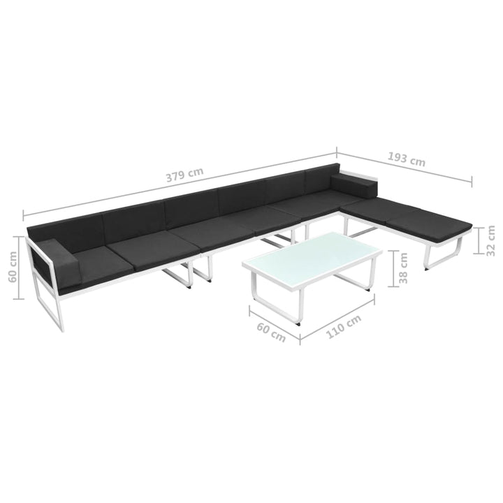 Set Mobilier Grădină, 5 Piese, Negru, Textilenă Și Aluminiu