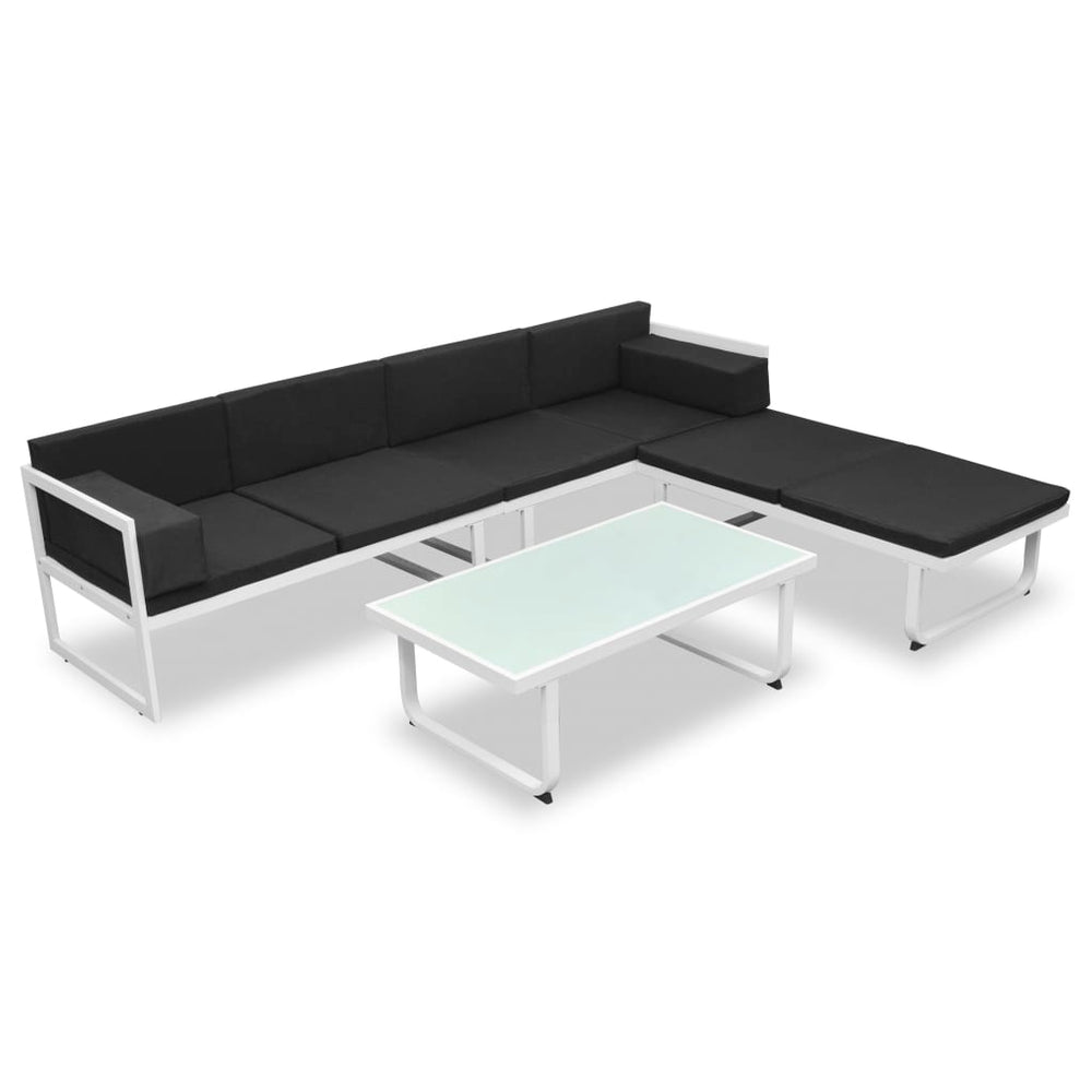Set Mobilier De Grădină Cu Perne, 4 Piese, Negru, Aluminiu