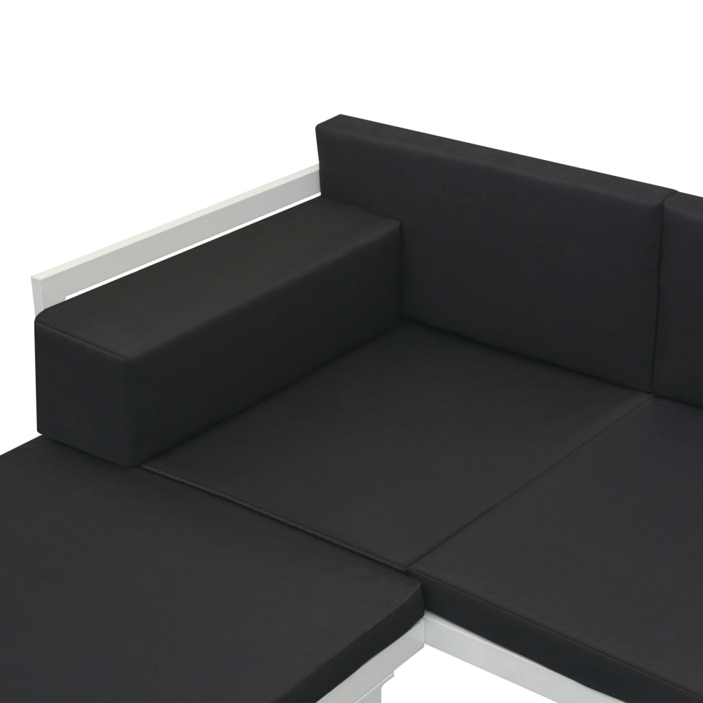 Set Mobilier De Grădină Cu Perne, 4 Piese, Negru, Aluminiu