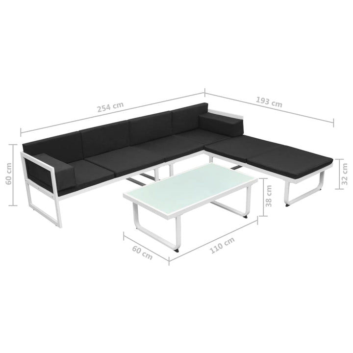 Set Mobilier De Grădină Cu Perne, 4 Piese, Negru, Aluminiu