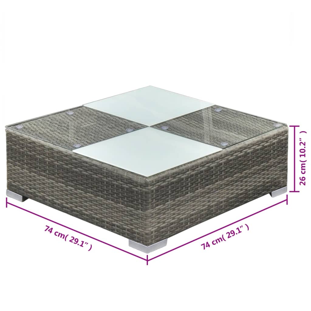 Set Mobilier De Grădină Cu Perne, 5 Piese, Gri, Poliratan