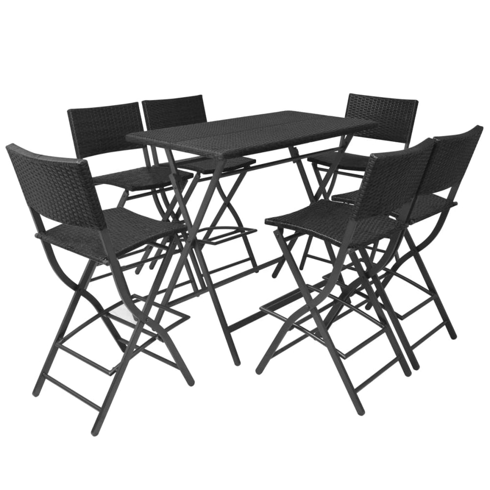 Set Mobilier Exterior Pliabil, 7 Piese, Oțel, Poliratan