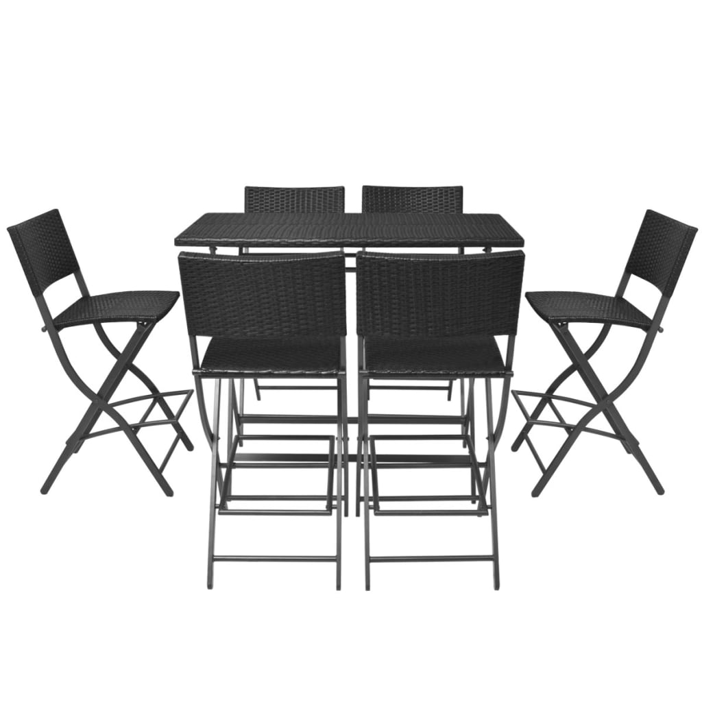 Set Mobilier Exterior Pliabil, 7 Piese, Oțel, Poliratan