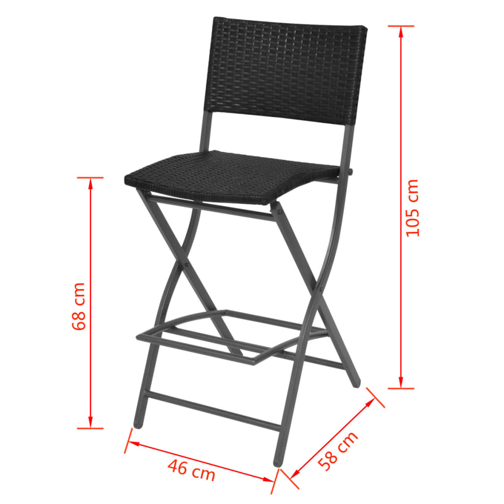 Set Mobilier Exterior Pliabil, 7 Piese, Oțel, Poliratan