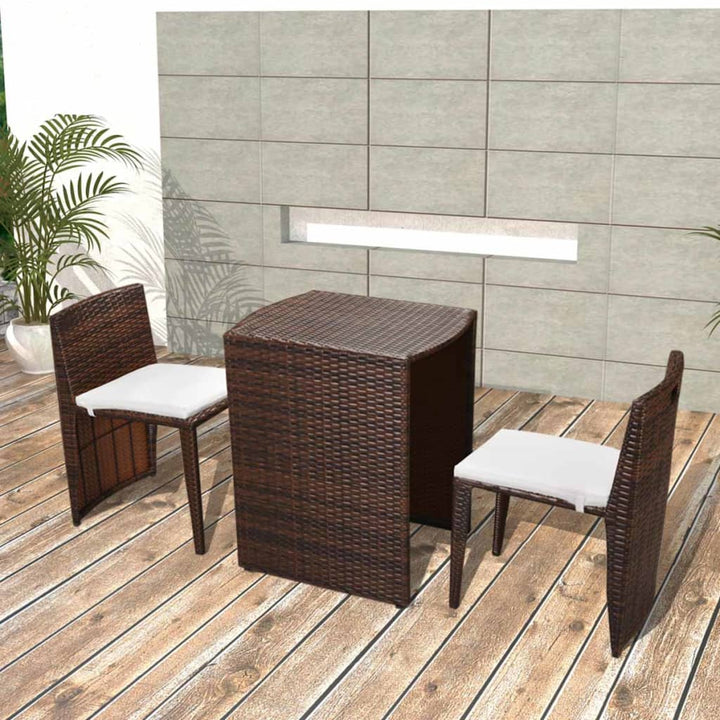 Set Mobilier Bistro Cu Perne, 3 Piese, , Poliratan