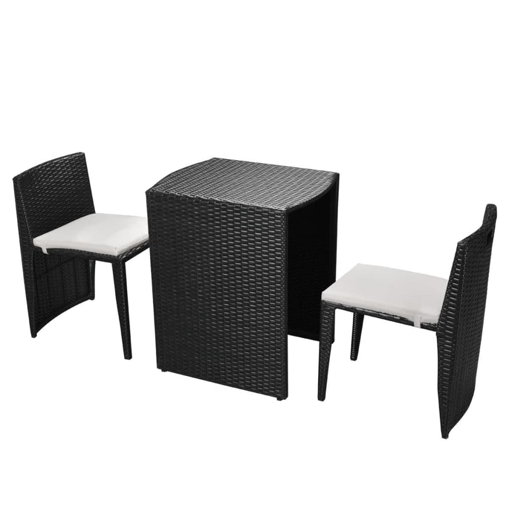 Set Mobilier Bistro Cu Perne, 3 Piese, , Poliratan