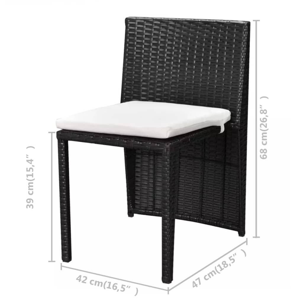 Set Mobilier Bistro Cu Perne, 3 Piese, , Poliratan