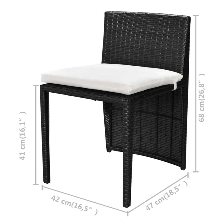 Set Mobilier Bistro Cu Perne, 3 Piese, , Poliratan