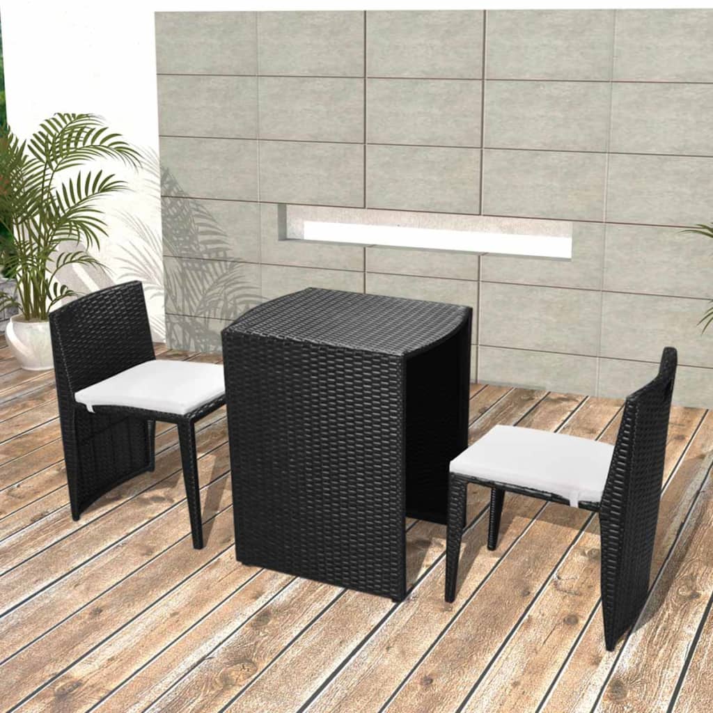 Set Mobilier Bistro Cu Perne, 3 Piese, , Poliratan