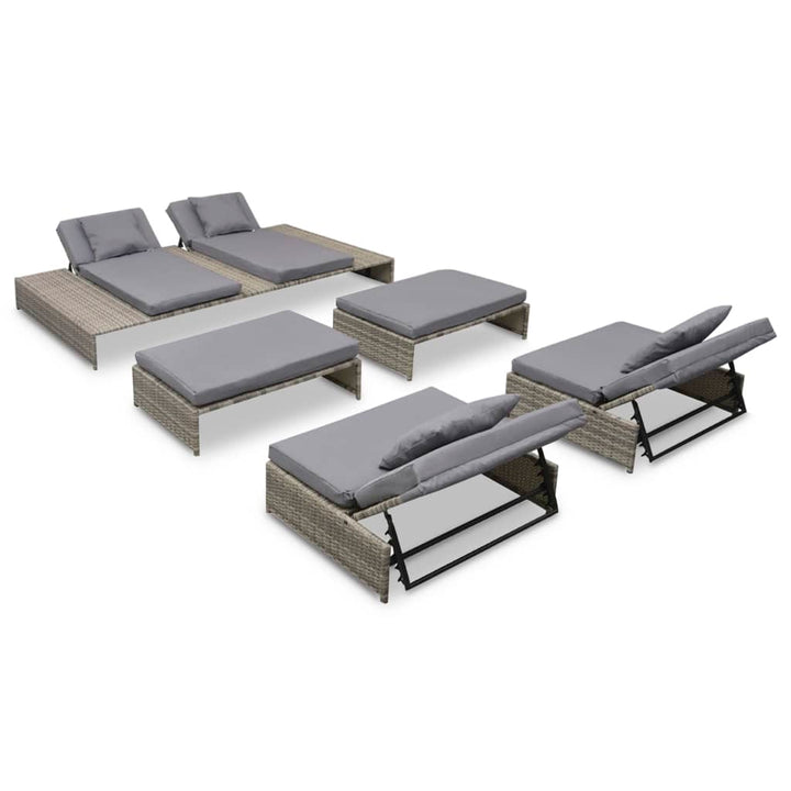 Set Mobilier De Grădină Cu Perne, 5 Piese, Gri, Poliratan