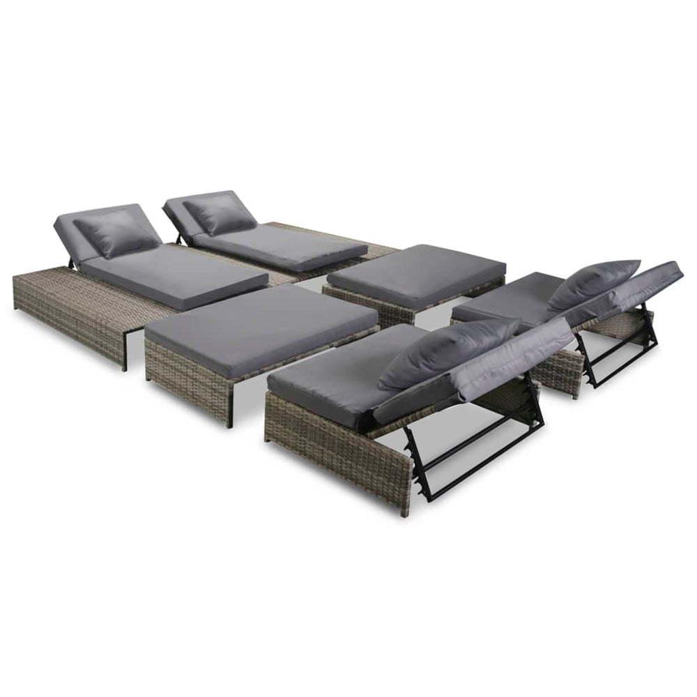 Set Mobilier De Grădină Cu Perne, 5 Piese, Gri, Poliratan