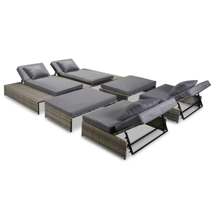 Set Mobilier De Grădină Cu Perne, 5 Piese, Gri, Poliratan