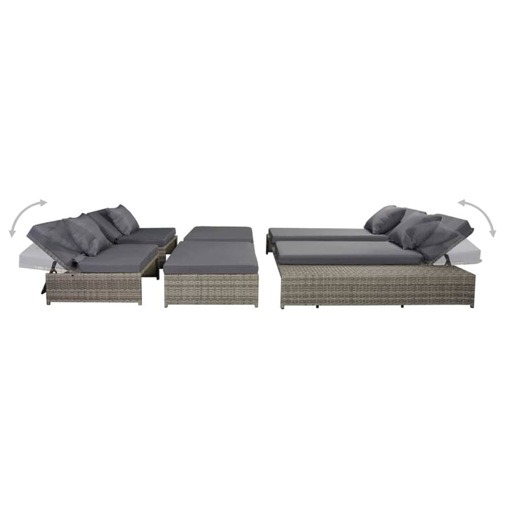 Set Mobilier De Grădină Cu Perne, 5 Piese, Gri, Poliratan