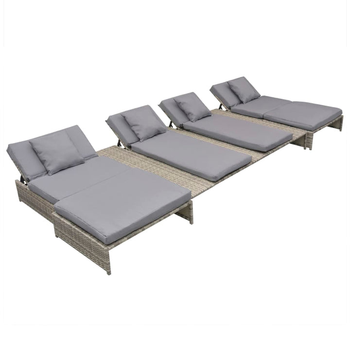 Set Mobilier De Grădină Cu Perne, 5 Piese, Gri, Poliratan