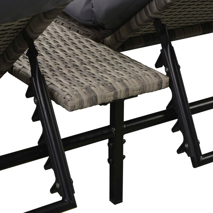 Set Mobilier De Grădină Cu Perne, 5 Piese, Gri, Poliratan