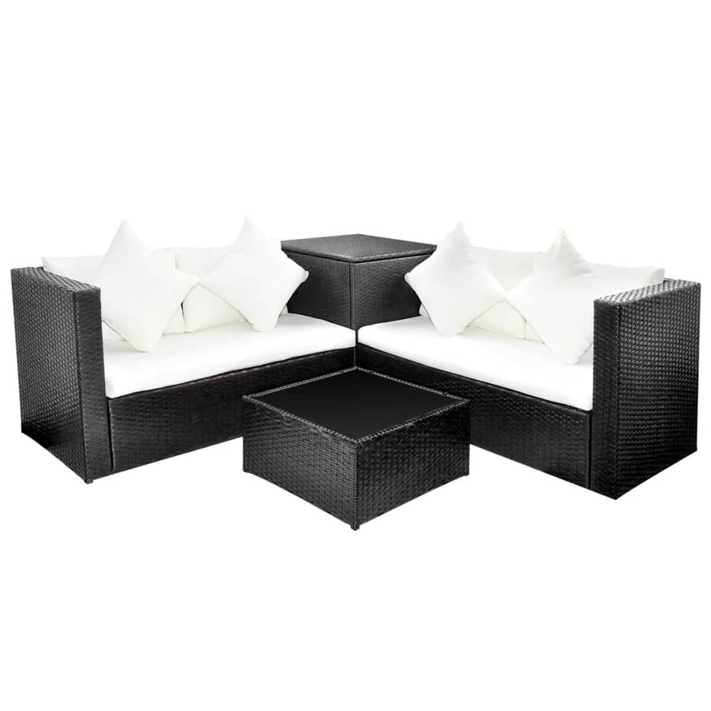 Set Mobilier De Grădină Cu Perne, 4 Piese, , Poliratan