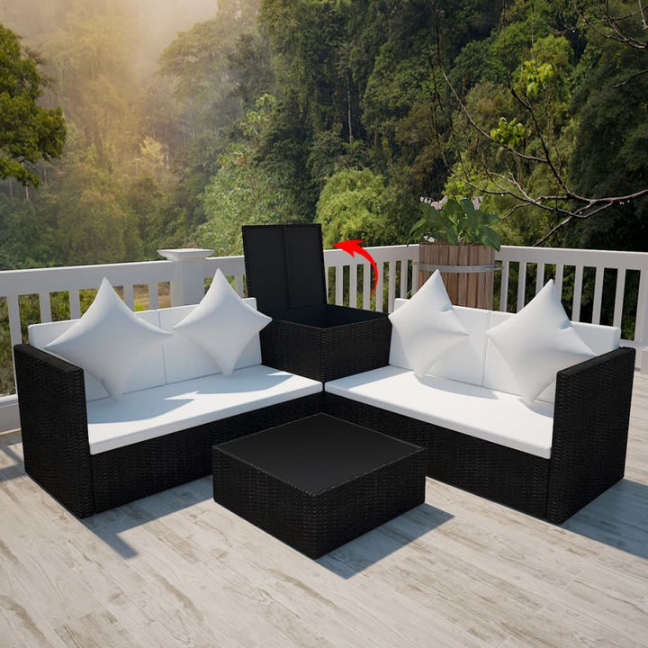 Set Mobilier De Grădină Cu Perne, 4 Piese, , Poliratan