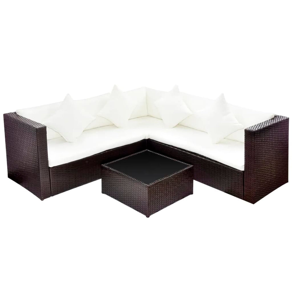 Set Mobilier De Grădină Cu Perne, 4 Piese, , Poliratan