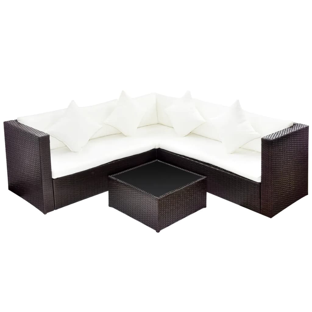 Set Mobilier De Grădină Cu Perne, 4 Piese, , Poliratan