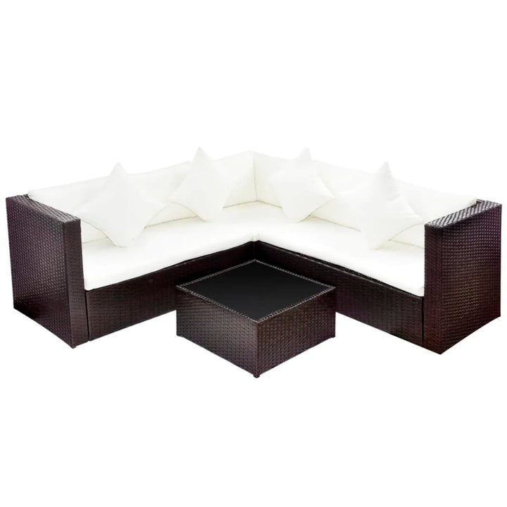 Set Mobilier De Grădină Cu Perne, 4 Piese, , Poliratan