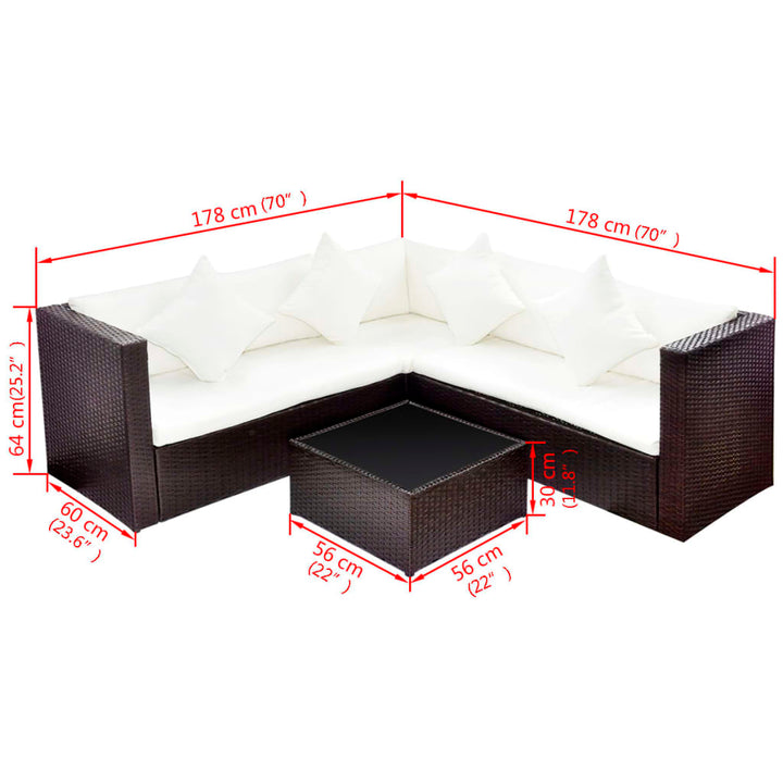 Set Mobilier De Grădină Cu Perne, 4 Piese, , Poliratan