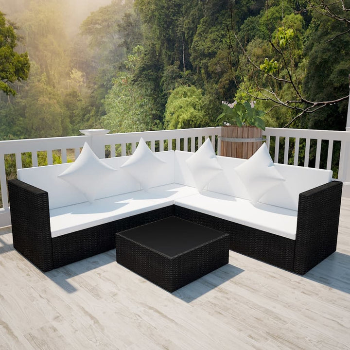 Set Mobilier De Grădină Cu Perne, 4 Piese, , Poliratan