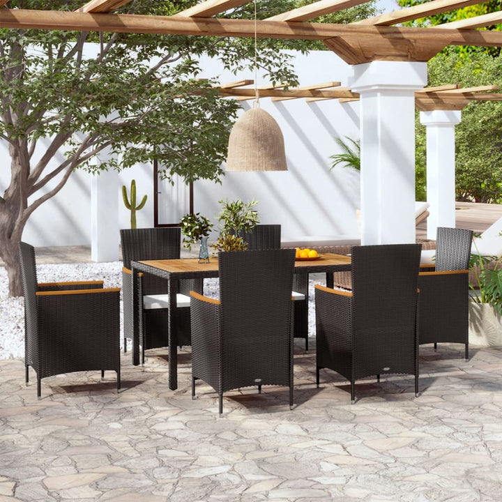 Set Mobilier De Exterior Cu Perne, 5 Piese, Negru, Poliratan