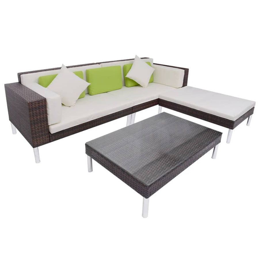 Set Mobilier De Grădină Cu Perne, 4 Piese, , Poliratan
